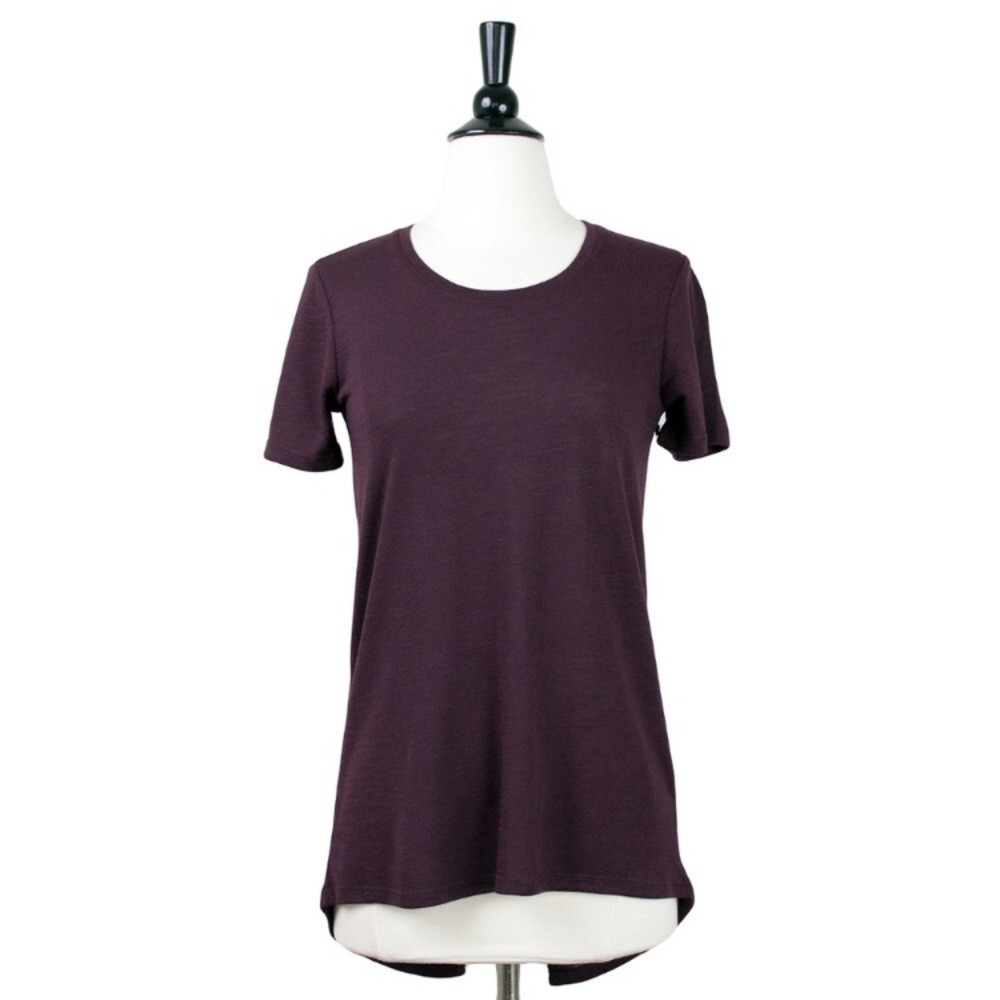 LAST CHANCE: Dex | Deep Burgundy Slub Textured Round Neck Tee w Deep Slit Back